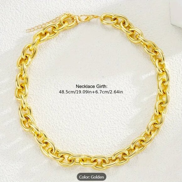 Simple Punk Chunky Chain Necklace for Women - Zinc Alloy, No Plating, Versatile - Picture 4 of 6